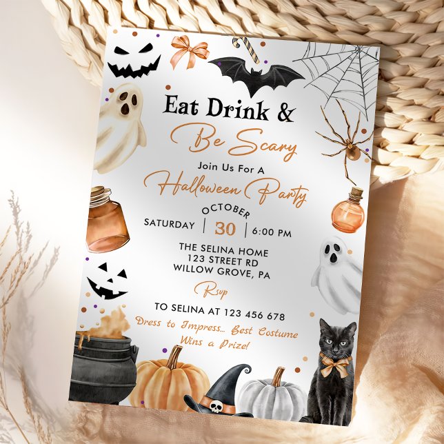 Invitación Comer bebidas y tener miedo Calabaza de la fiesta  (Subido por el creador)