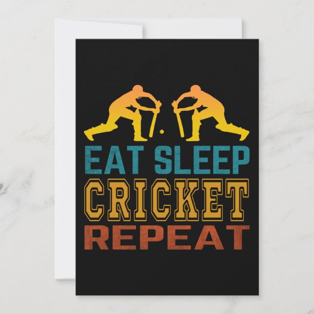 Invitación Comer Dormir Críquet Repetir (Anverso)