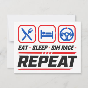 Invitación Comer dormir sim carrera repetir para fans de sim