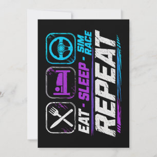 Invitación Comer dormir sim carrera repetir para fans de sim