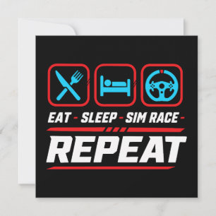 Invitación Comer dormir sim carrera repetir para fans de sim