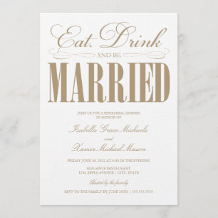 Invitación Comer en camello, beber y estar casados Cena de
