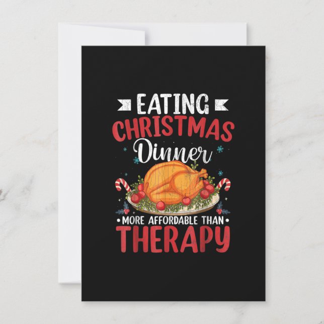 Invitación Comer Navidades Cena Graciosa Feliz Navidad Santa  (Anverso)