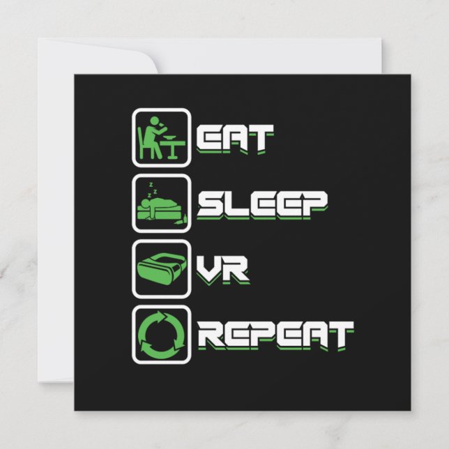 Invitación Comer Sleep Repetir VR Gamer Realidad virtual G (Anverso)