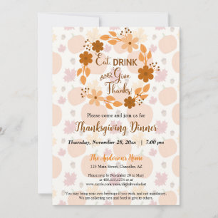 Invitación Comer y dar gracias a Floral Fall Cena