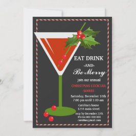 Invitación Comer y ser Fiesta de cócteles de Navidad