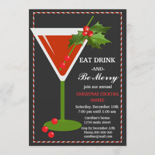 Invitación Comer y ser Fiesta de cócteles de Navidad
