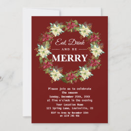 Invitación Comer y ser Fiesta de los Navidades de Merry Poins