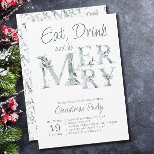 Invitación Comer y ser Fiesta de Navidades de la tipografía d