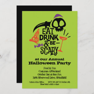 Invitación Comer y tener miedo Halloween
