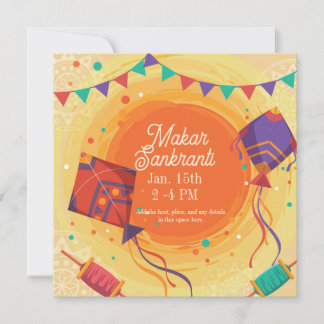 Invitación Cometa morada de Makar Sankranti