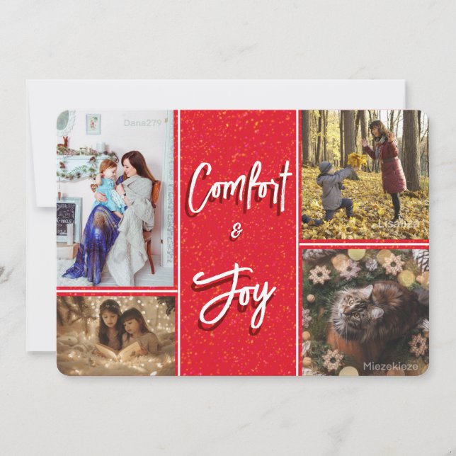 Invitación Comfort & Joy in Red Photo Christmas Letter Card (Anverso)