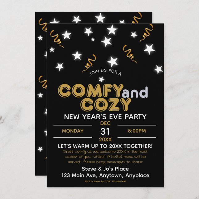 Invitación Comfy and Cozy New Year's Eve Party Invitation (Anverso / Reverso)