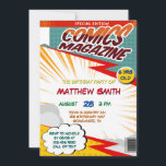 Invitación Comic Book Magazine Style Kids Birday Fiesta<br><div class="desc">Espero que te guste este diseño de historietas. Este conjunto de colecciones ofrece invitaciones y suministros para fiestas que coincidan.</div>