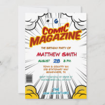 Comic Book Magazine Style Kids Birday Fiesta