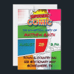 Invitación Comic Book Magazine Style Kids Birday Fiesta<br><div class="desc">Espero que te guste este diseño de historietas. Este conjunto de colecciones ofrece invitaciones y suministros para fiestas que coincidan.</div>