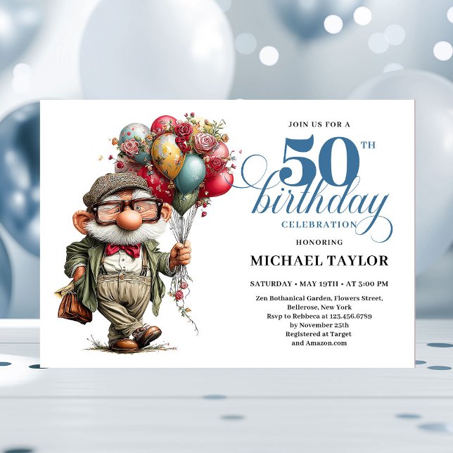 Invitación Comic Funny Man 50th Birthday Party Celebration (Comic Funny Man 50th Birthday Party Celebration)