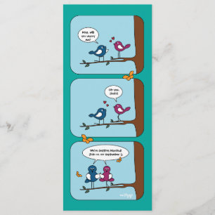 Invitación Comic Strip Love Birds Save the Date Boda Card