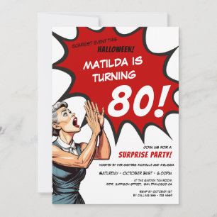 Invitación Cómico gracioso Halloween Sorpresa 80 cumpleaños