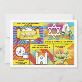 Invitación Comics Comic Book Bar Mitzvah o Bat Mitzvah