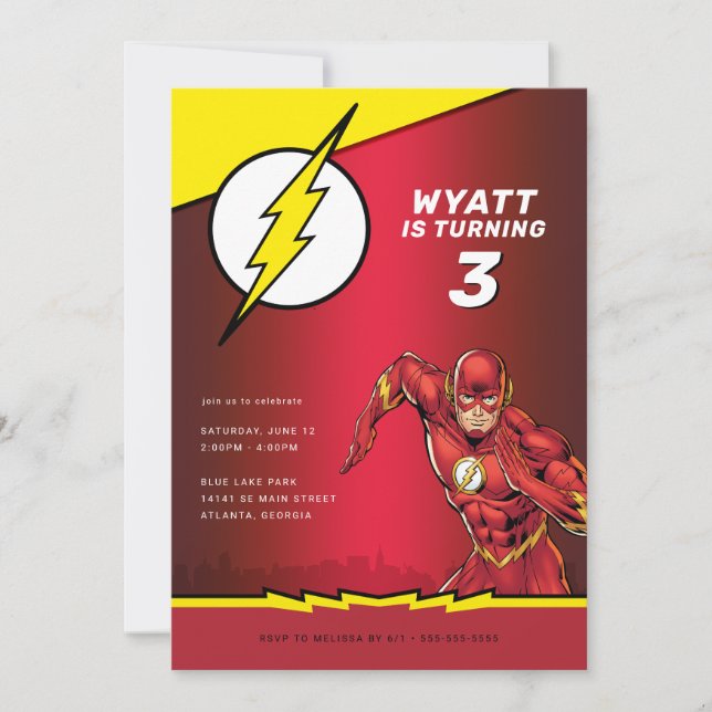 Invitación Comics de DC - The Flash | Cumpleaños (Anverso)