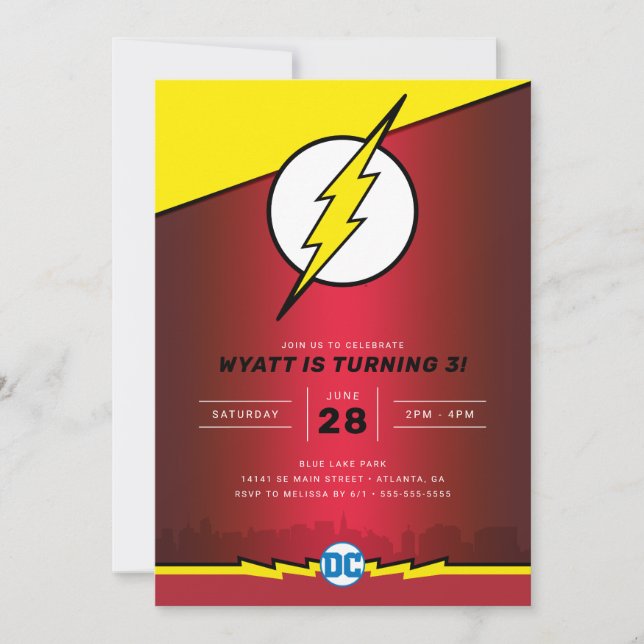 Invitación Comics de DC - The Flash | Cumpleaños (Anverso)