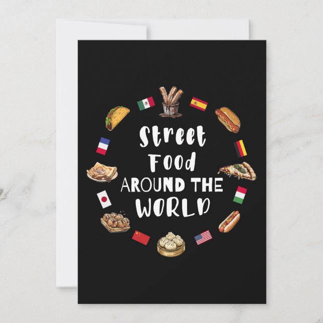 Invitación Comida callejera alrededor del mundo (Anverso)