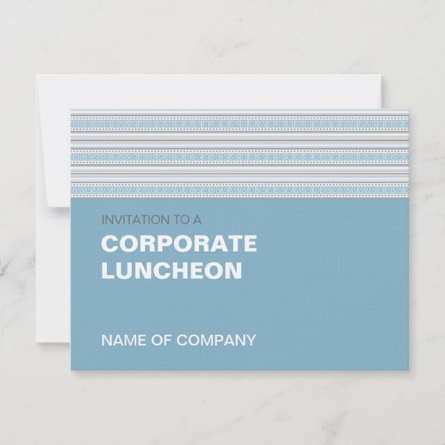 Invitación Comida Corporativa Fret Stripe Cornflower (Anverso)