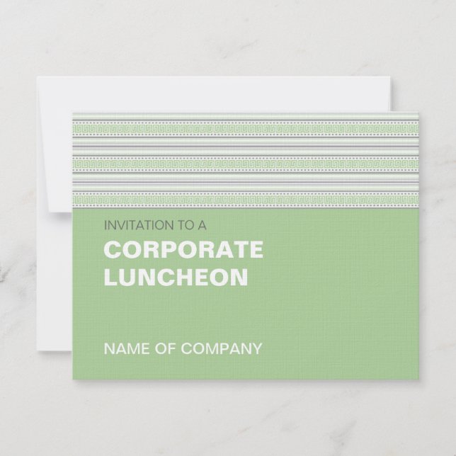 Invitación Comida Corporativa Fret Stripe Pistachio (Anverso)