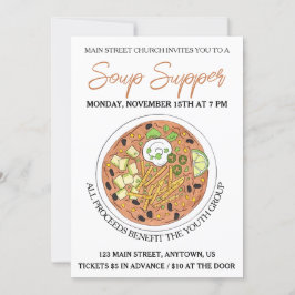 Invitación Comida de cena de la competencia de la sopa de tor