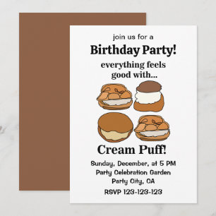 Invitación Comida De Crema Pastelera Postre Cumpleaños Fiesta