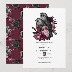 Invitación Comida de Damas de Honor Góticas con Flores de Bor
