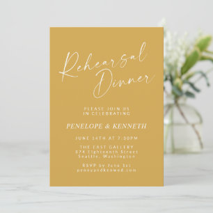 Invitación Comida de Ensayo Amarillo con Letra Moderna Minima