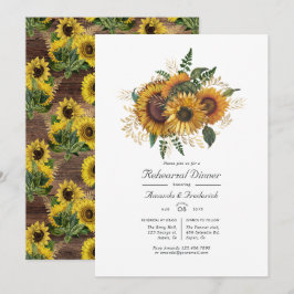 Invitación Comida de ensayo de granero rústico de girasoles