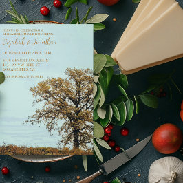Invitación Comida de ensayo de otoño del árbol de roble rústi