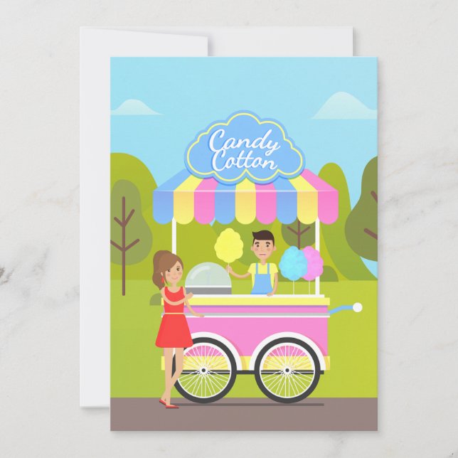 Invitación Comida de la calle Candy del algodón (Anverso)