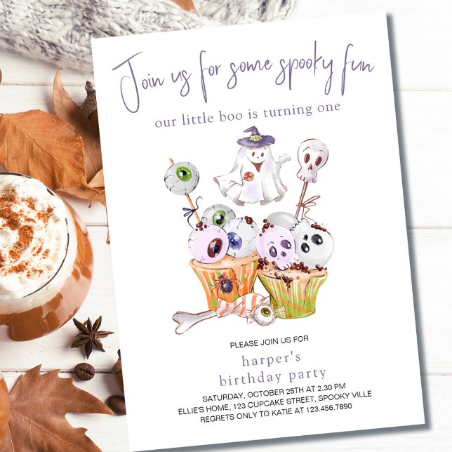 Invitación Comida de la fiesta de Little Boo Halloween 1er cu (Subido por el creador)