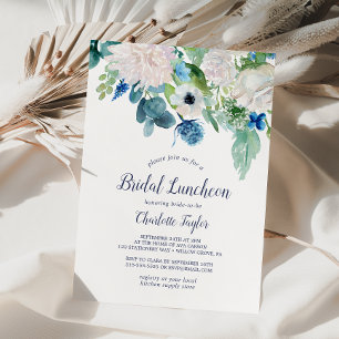 Invitación Comida de novias con flores blancas clásicas