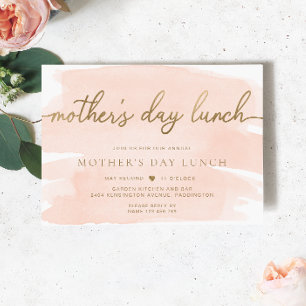Invitación Comida del Día de la Madre en Rubor color de agua