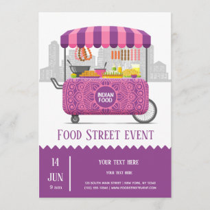 Invitación Comida indiana de la calle de la comida