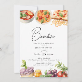 Invitación Comida italiana | Baby Shower acuarela