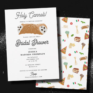 Invitación Comida italiana Santa Cannoli Bridal Shower Boda