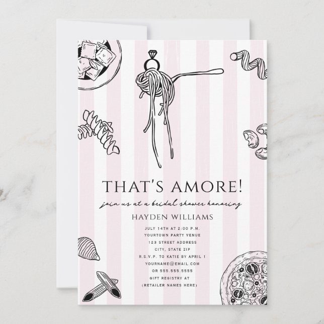 Invitación Comida Italiana That's Amore Despedida de Soltera  (Anverso)