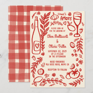 Invitación Comida Italiana That's Amore Feste de Boda Persona