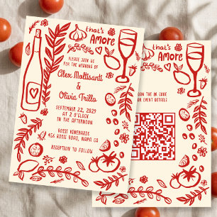 Invitación Comida Italiana That's Amore Fiesta de Boda QR Per