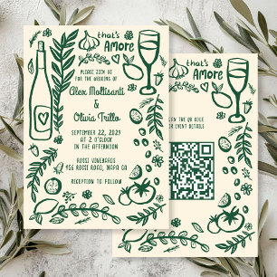 Invitación Comida Italiana That's Amore Fiesta de Boda QR Per