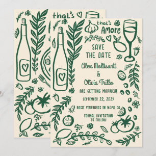 Invitación Comida Italiana That's Amore GUARDAR LA FECHA Pers