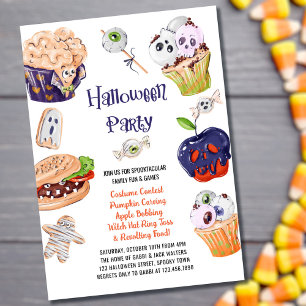 Invitación Comida para fiestas de Halloween y diversión espel