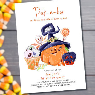 Invitación Comida para la Fiesta de Halloween de Little Pumpk