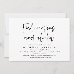 Invitación Comida, primos y alcohol, Despedida de soltera inf